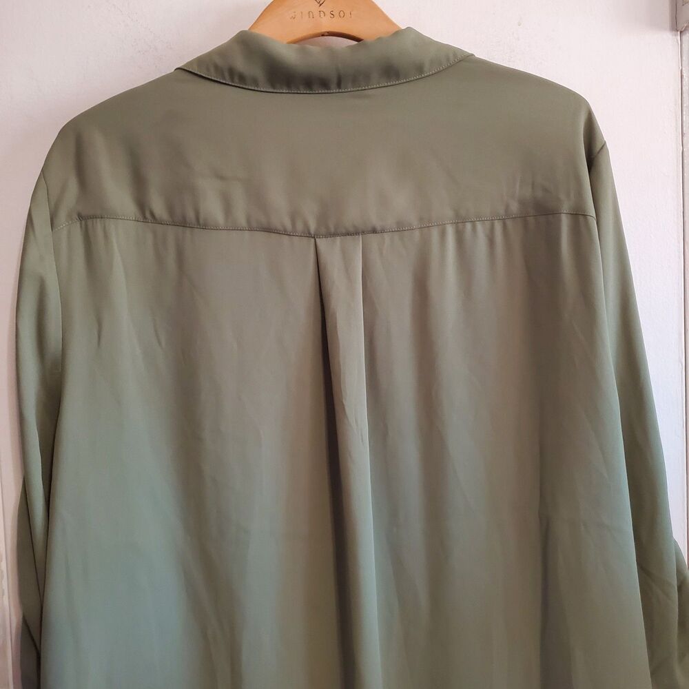 Torrid Harper Georgette Green Pullover top Roll Tab Sleeve size 3X Office Casual - Picture 6 of 14